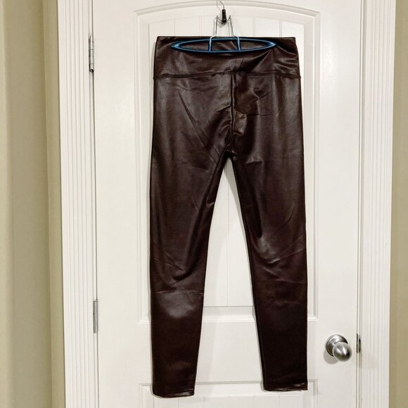 7 FOR ALL MANKIND Dark mahogany brown pleather pants NWT ~ MEDIUM LARGE skinnies - Picture 9 of 9
